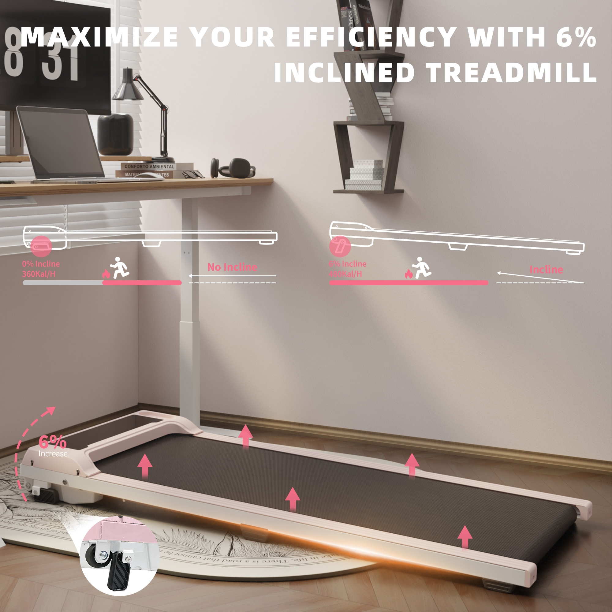 Walking Pad Under Desk Treadmill,Portable Small Treadmills For Home And Office,Super Quiet Motorized Walking Jogging Running Machine With Remote Control_voghion.com